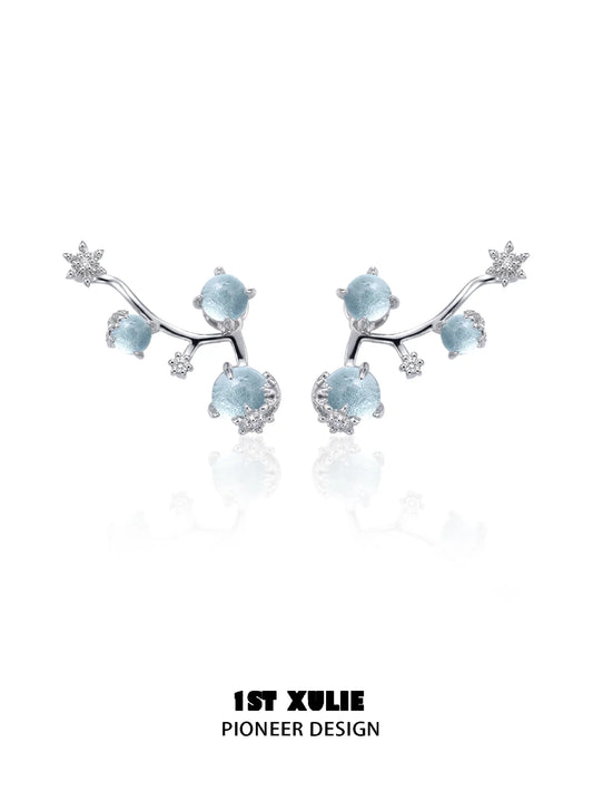 1ST XULIE "Snow Land" Snowflake Dangle Earrings in Platinum Plated - Lifestyle Shot