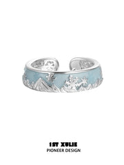 1ST XULIE Jewelry "Snow Land" Snowflake Enamel Ring in 925 Sterling Silver - Back View