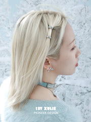 1ST XULIE "Snow Land" Snowflake Hair Cuffs in Platinum Plated - Angled View