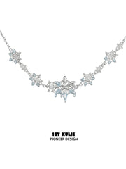 1ST XULIE Jewelry "Snow Land" Snowflake Pendant Necklace in Platinum Plated Brass - Side View