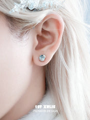 1ST XULIE Jewelry "Snow Land" Snowflake Stud Earrings in 925 Sterling Silver - On Model