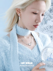 1ST XULIE Jewelry "Snowy Cuties" Snowy Pony Stud Drop Earrings in Platinum Plated Brass - Angle 2