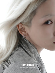 1ST XULIE Jewelry "Star Trails" Sparkling Cross Drop Huggie Hoop Earrings in 925 Sterling Silver - Angle 2
