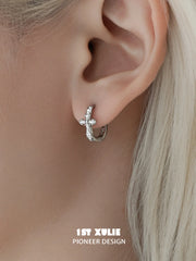 1ST XULIE Jewelry "Star Trails" Sparkling Cross Drop Huggie Hoop Earrings in 925 Sterling Silver - Size Comparison