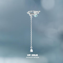 1ST XULIE "Lucky Cat" Sparkling Lucky Cat Dangle Ear Clips in 925 Sterling Silver - Product View