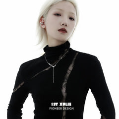1ST XULIE "Silver Angel" Sparkling Zircon Tassel Lariat Choker in 925 Sterling Silver - Clasp Detail