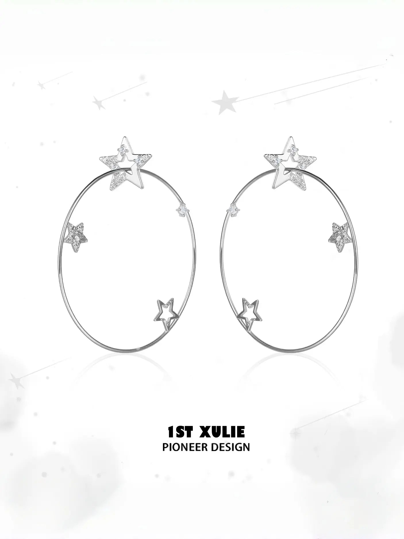 1ST XULIE Jewelry "WISHING STAR" Star Charm Hoop Earrings in Brass - Size Comparison