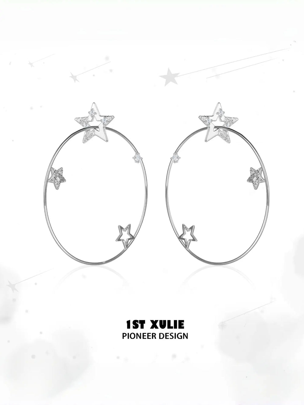 1ST XULIE Jewelry "WISHING STAR" Star Charm Hoop Earrings in Brass - Size Comparison