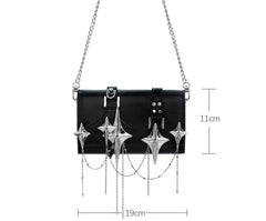 1ST XULIE "Star Trails" Star Embellished Chain Handbag in Premium Leather - Back View