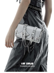 1ST XULIE "Star Trails" Star Embellished Chain Handbag in Premium Leather - Clasp Detail