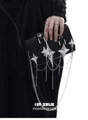 1ST XULIE "Star Trails" Star Embellished Chain Handbag in Premium Leather - Interior View