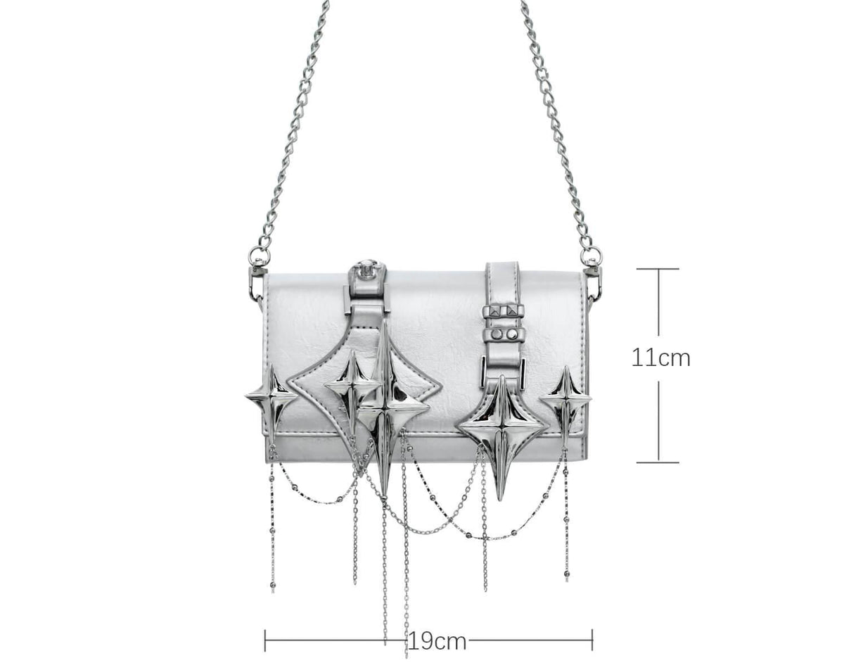 1ST XULIE "Star Trails" Star Embellished Chain Handbag in Premium Leather - Lifestyle Shot