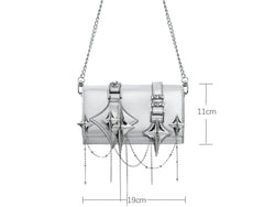 1ST XULIE "Star Trails" Star Embellished Chain Handbag in Premium Leather - Lifestyle Shot