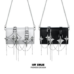 1ST XULIE "Star Trails" Star Embellished Chain Handbag in Premium Leather - Product View