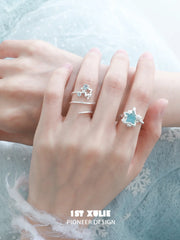 1ST XULIE Jewelry "WISHING STAR" Star Flip Zirconia Ring in Rhodium Plated Brass - Angle 1