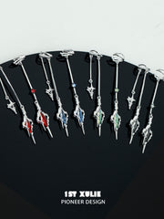 1ST XULIE "Star Trails" Statement Tassel Moissanite Dangle Ear Cuffs in 18K Black Gold Plated - Product View