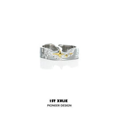 1ST XULIE "Starfall" Meteorite Couple's Rings in 925 Sterling Silver - Paired Rings View