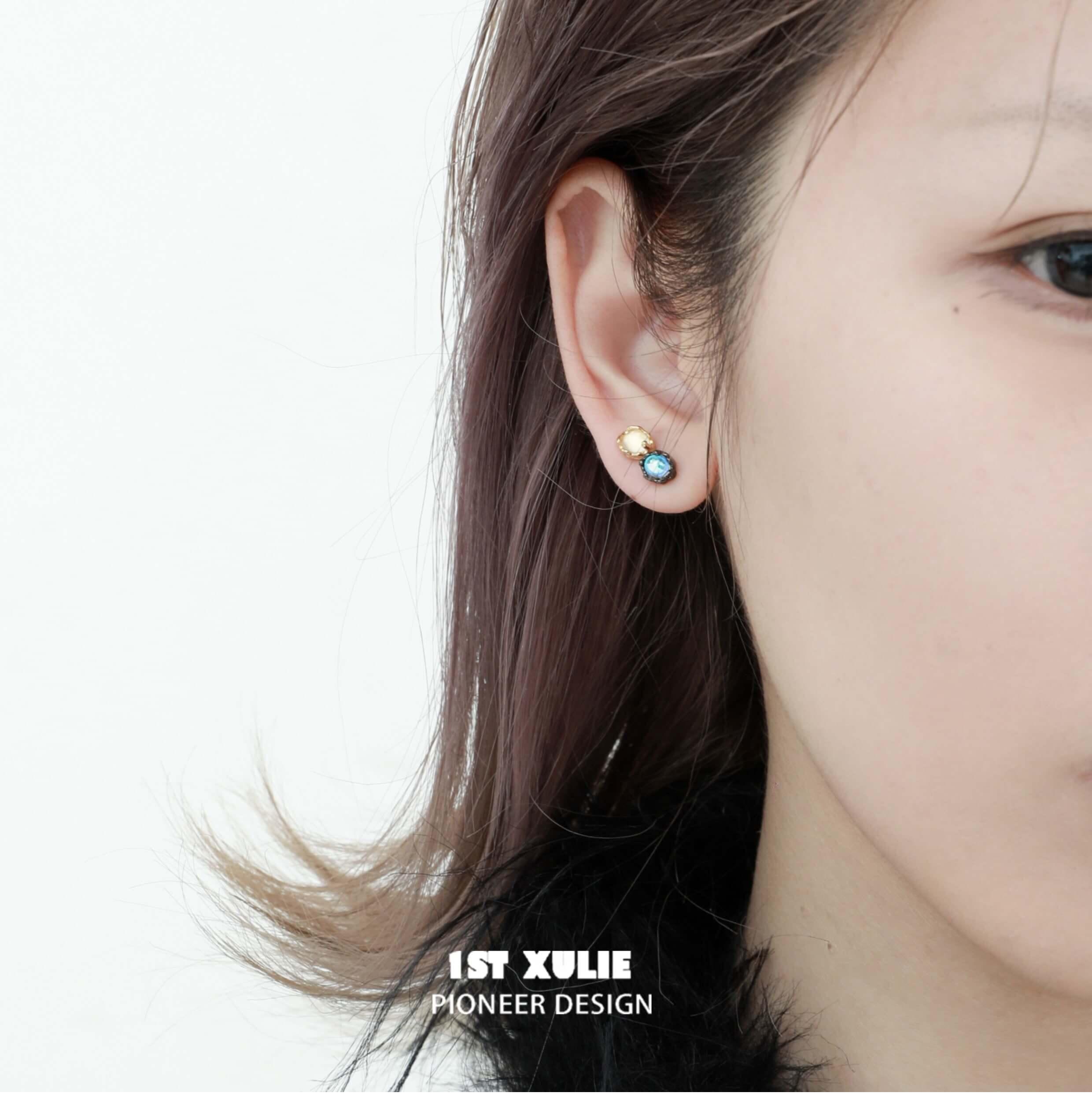 1ST XULIE "Lucifer" Statement Angel Wing Cherub Stud Earrings in Platinum Plated - Lifestyle Shot
