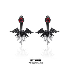 1ST XULIE "Lucifer" Statement Angel Wing Cherub Stud Earrings in Platinum Plated - Packaging View