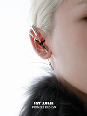 1ST XULIE Jewelry "Lucifer" Statement Angel Wing Dangle Earrings in Platinum Plated Brass - Product View