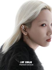 1ST XULIE Jewelry "Lucifer" Statement Angel Wing Dangle Earrings in Platinum Plated Brass - On Model