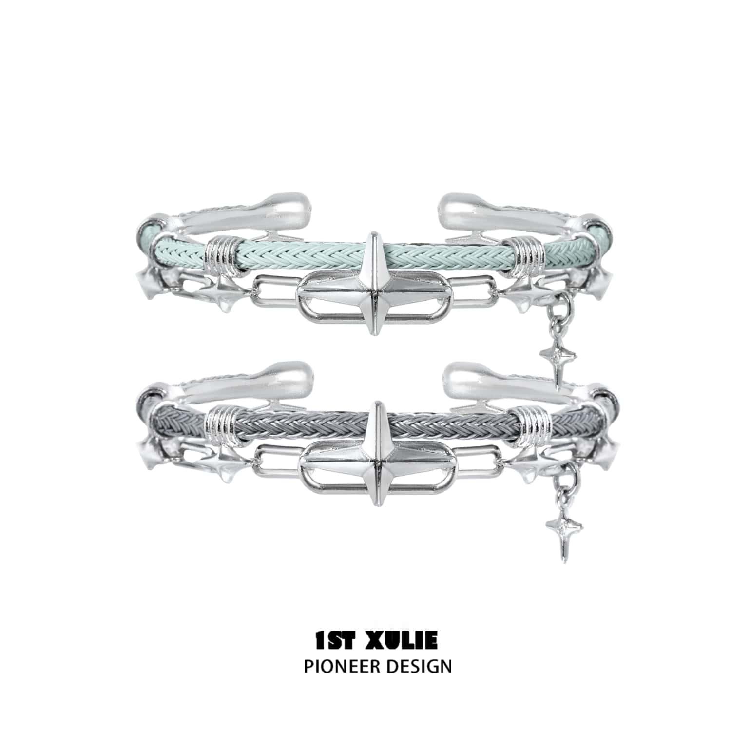 1ST XULIE "Star Trails" Statement Braided Cord Cuff Bracelet in Platinum Plated Brass - Packaging View