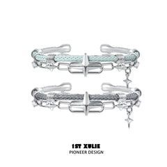 1ST XULIE "Star Trails" Statement Braided Cord Cuff Bracelet in Platinum Plated Brass - Packaging View