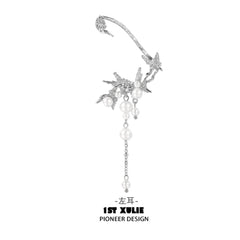 1ST XULIE "Whiterfly" Statement Butterfly Pearl Ear Wraps in Platinum Plated - Lifestyle Shot