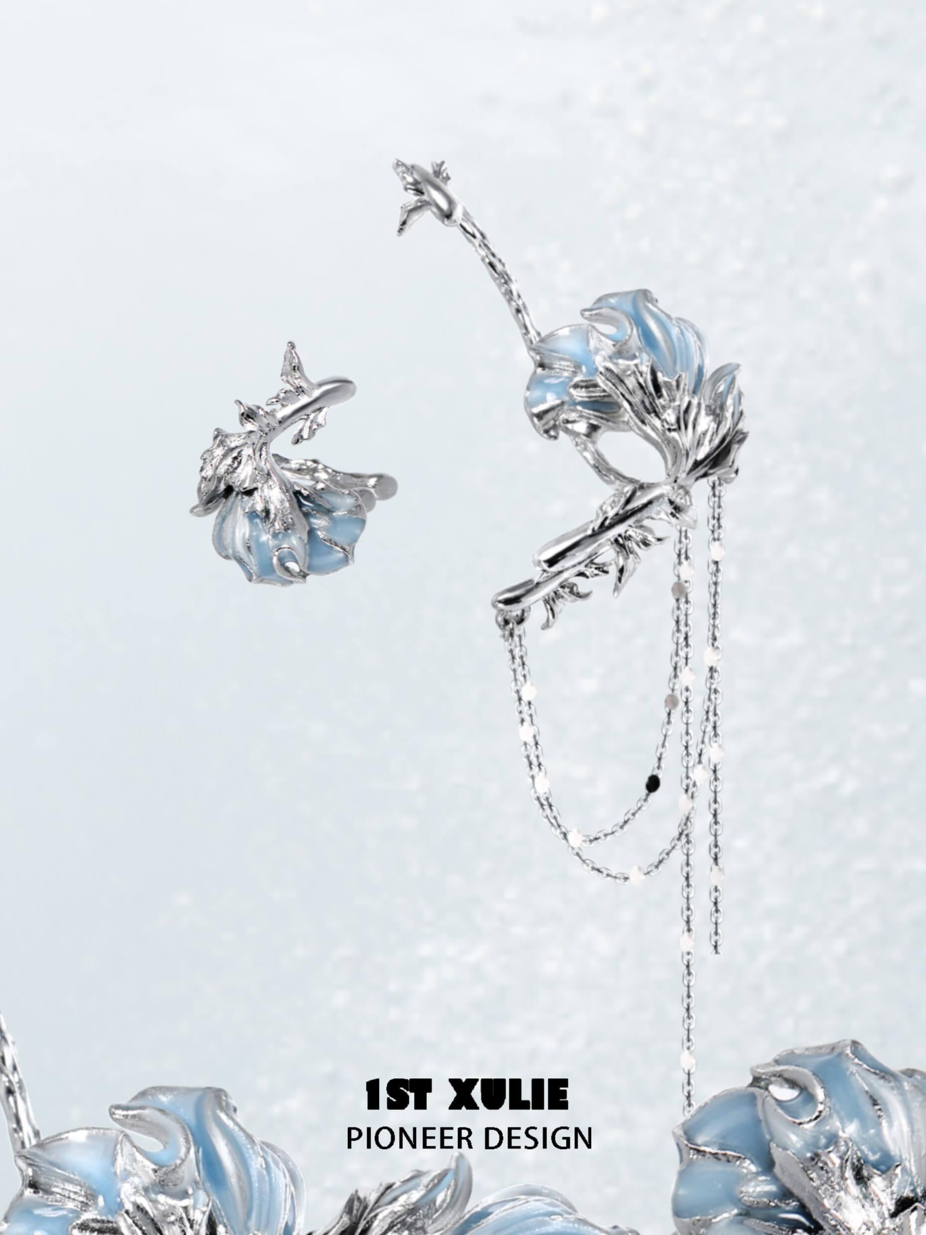 1ST XULIE "The Sea" Statement Cascading Tassel Ear Wraps in Platinum Plated - Product View