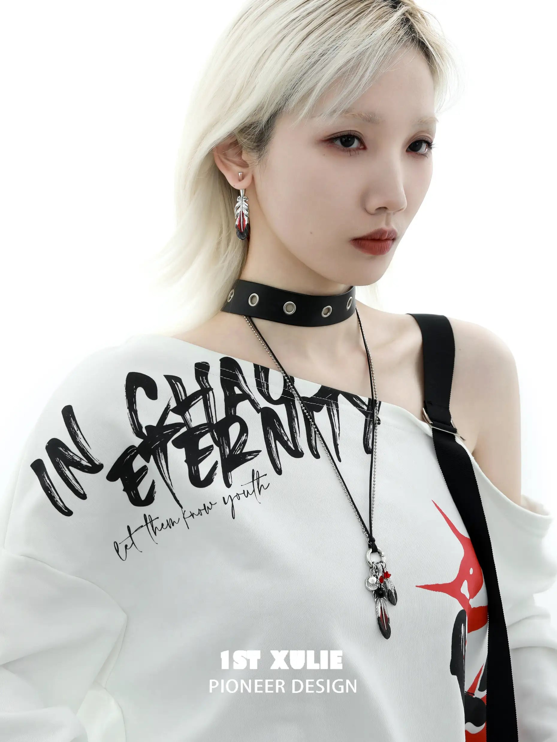 1ST XULIE "Soaring Cranes" Statement Crane Feather Pendant Necklace in Platinum Plated Brass - Packaging View