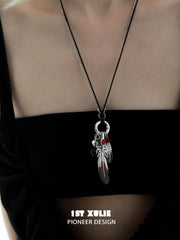 1ST XULIE "Soaring Cranes" Statement Crane Feather Pendant Necklace in Platinum Plated Brass - Size Comparison