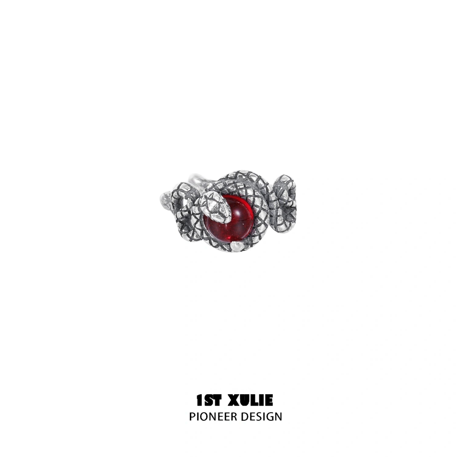 1ST XULIE "Snake Bite" Statement Crystal Snake Ear Cuffs in 925 Sterling Silver - Detail Shot
