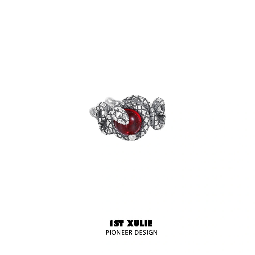 1ST XULIE "Snake Bite" Statement Crystal Snake Ear Cuffs in 925 Sterling Silver - Detail Shot