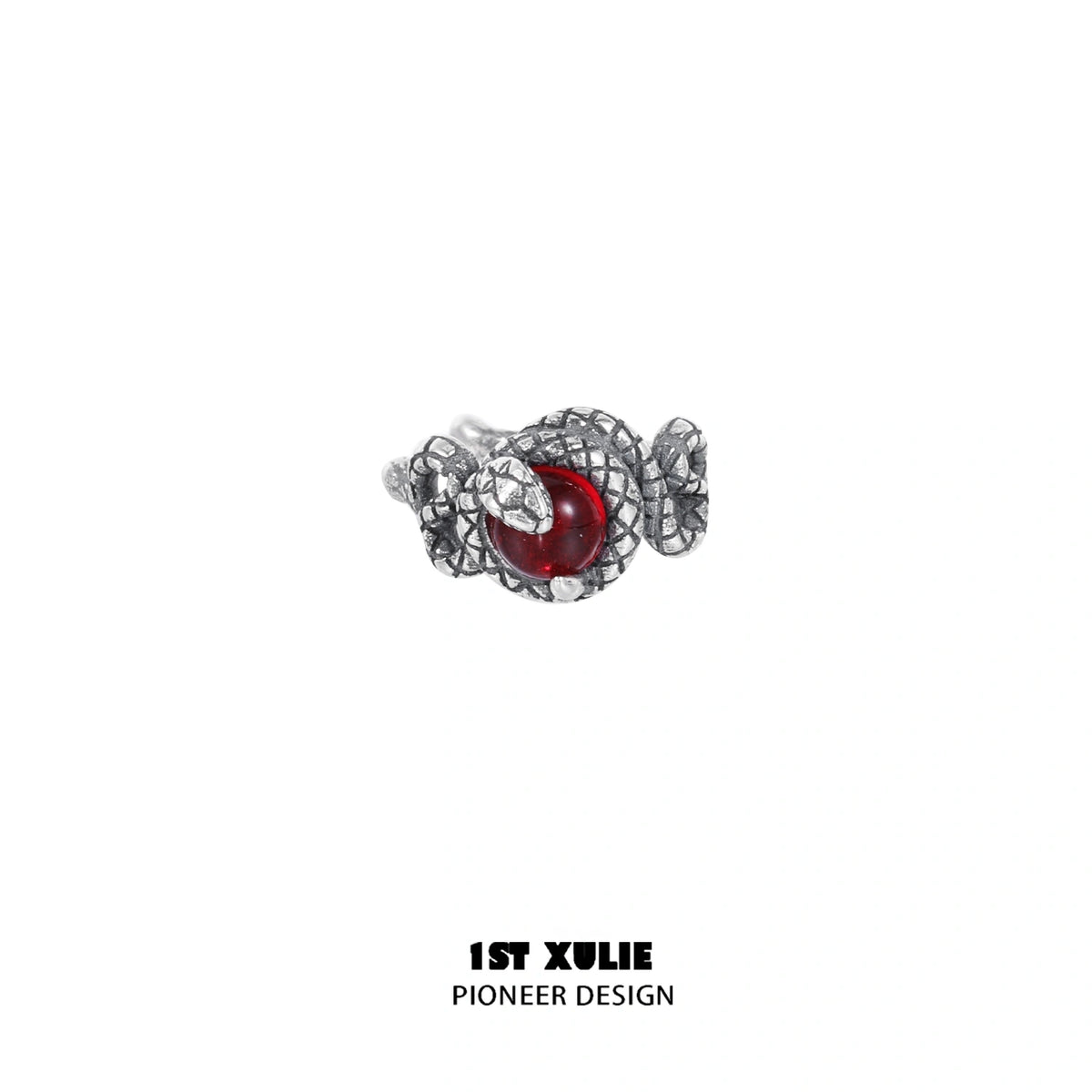 1ST XULIE "Snake Bite" Statement Crystal Snake Ear Cuffs in 925 Sterling Silver - Detail Shot