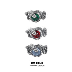1ST XULIE "Snake Bite" Statement Crystal Snake Ear Cuffs in 925 Sterling Silver - Product View