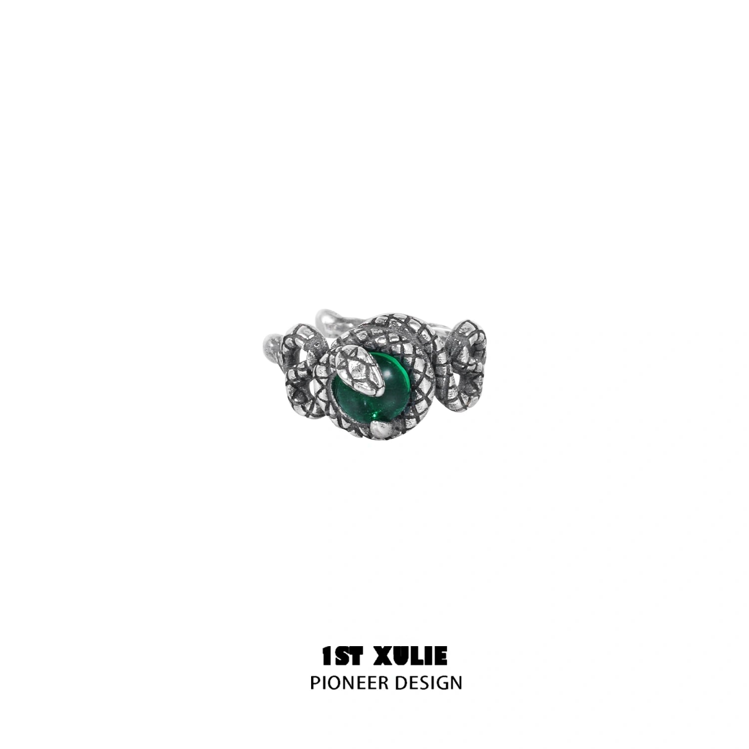 1ST XULIE "Snake Bite" Statement Crystal Snake Ear Cuffs in 925 Sterling Silver - Side View