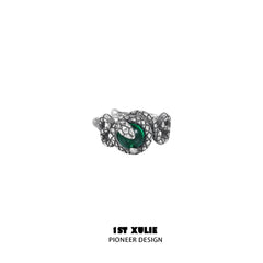 1ST XULIE "Snake Bite" Statement Crystal Snake Ear Cuffs in 925 Sterling Silver - Side View