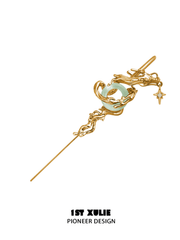 1ST XULIE "Loong" Statement Flowing Dragon Dangle Earrings in Platinum Plated - Product View