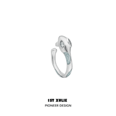 1ST XULIE "Frozen Serpent Girl" Statement Icy Blue Snake Earrings in Platinum Plated - Back View