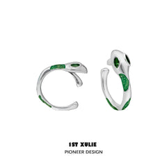1ST XULIE "Frozen Serpent Girl" Statement Icy Blue Snake Earrings in Platinum Plated - Packaging View