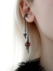 1ST XULIE "Star Trails" Statement Moissanite Tassel Dangle Ear Cuffs in 24K Gold Plated - On Model