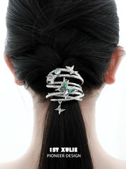 1ST XULIE "Butterfly Wasteland" Statement Neon Shell Butterfly Hair Claw in Platinum Plated - Product View