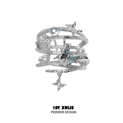 1ST XULIE "Butterfly Wasteland" Statement Neon Shell Butterfly Hair Claw in Platinum Plated - Side View