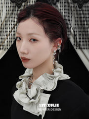 1ST XULIE "Golden Rose" Statement Sculptural Rose Earrings in 18K Gold Plate - On Model