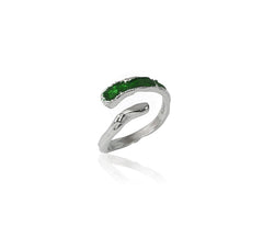 1ST XULIE "Sappho's Serpent" Statement Snake Coil Adjustable Ring in 925 Sterling Silver - Angled Product View