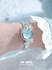 1ST XULIE "Snow Land" Statement Snowflake Crystal Bracelet in Platinum Finish - Lifestyle Shot
