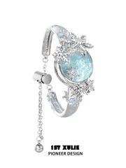 1ST XULIE "Snow Land" Statement Snowflake Crystal Bracelet in Platinum Finish - Packaging View