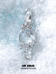 1ST XULIE "Snow Land" Statement Snowflake Crystal Bracelet in Platinum Finish - Side View