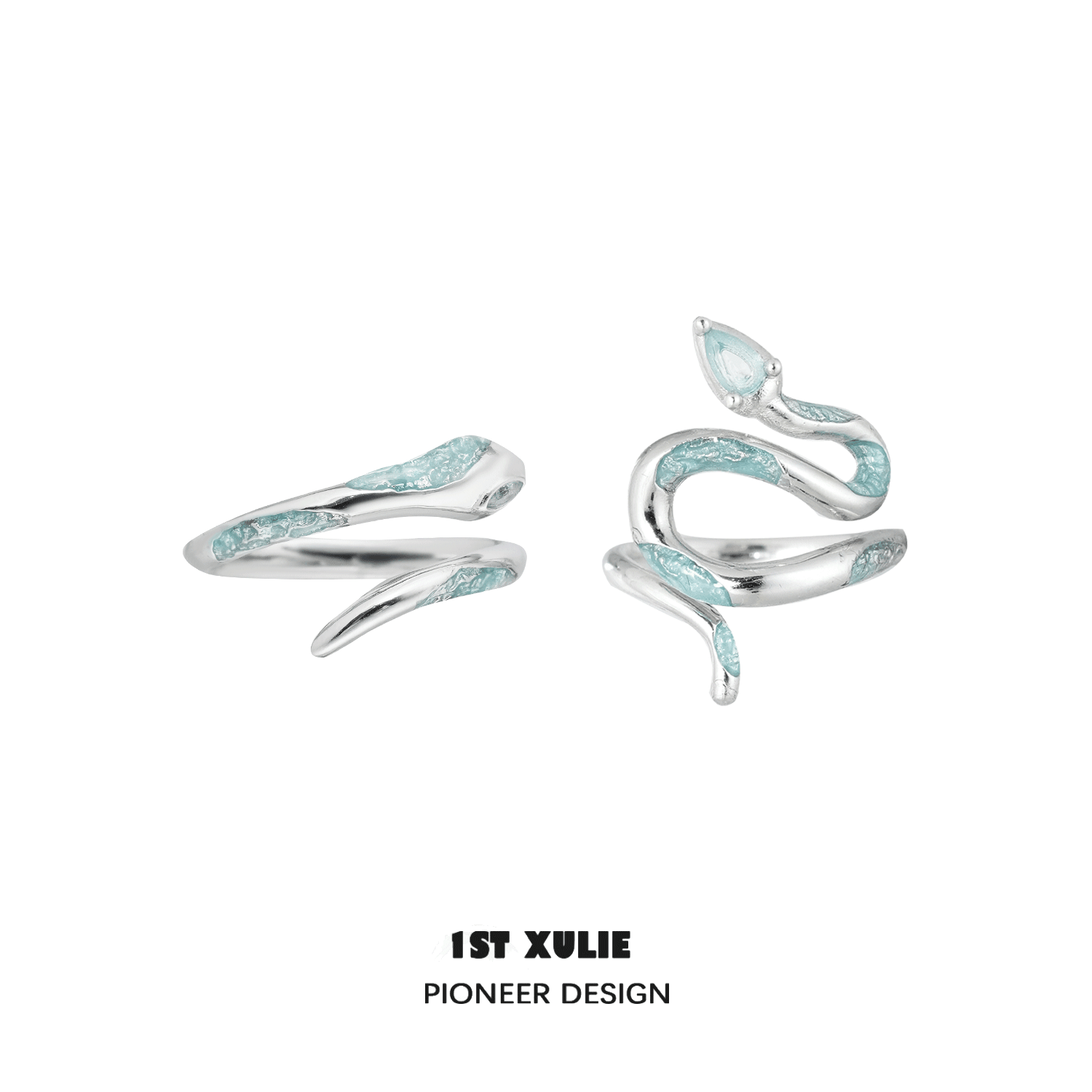 1ST XULIE "Frozen Serpent" Statement Spiral Snake Ring in 925 Sterling Silver - Product View