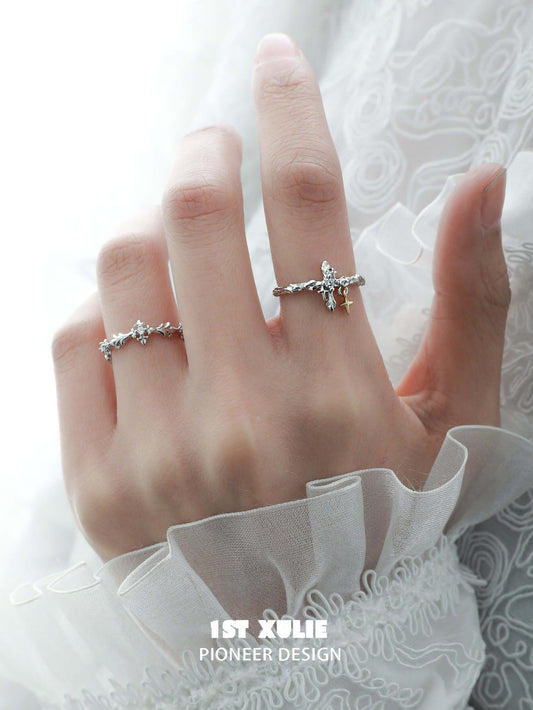 1ST XULIE "Star Dome" Statement Zircon Dome Ring in 925 Sterling Silver - On Model